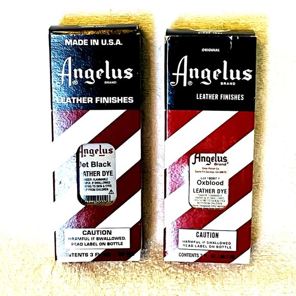 NEW Angelus Leather Dye 2 Jet Black Oxblood 3 Ounce Applicators Shoe Craft Purse - Picture 6 of 10
